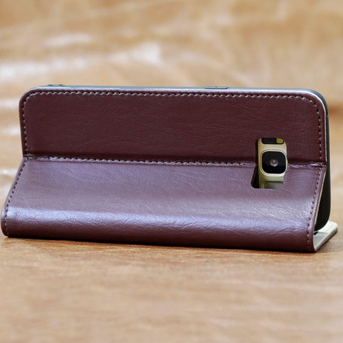 Premium Schutzhülle für Apple / Samsung Smartphone Tasche Case Cover Handy braun - Picture 5 of 9