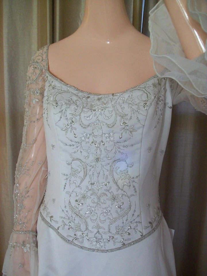 Новый Demetrios свадебное платье слоновой кости трапециевидный Lg slve и эмблема sz 12 Tg розничной $1700 - Изображение 3 из 4