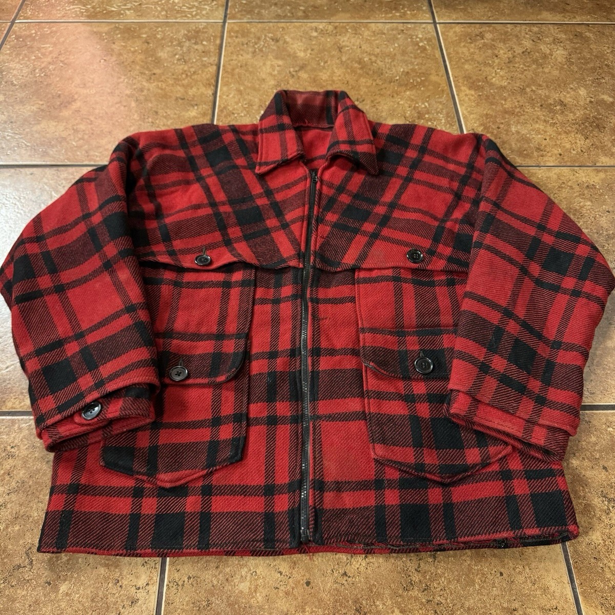 VTG 1940s MACKINAW Jacket Buffalo Plaid Hunting coat WOOL Red Montgomery Ward | eBay VTG 1940s MACKINAW Jacket Buffalo Plaid Hunting coat WOOL Red Montgomery Ward | eBay
