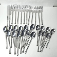 Gourmet Settings Exotique Platinum Stainless Flatware Lot 32pcs Forks Spoons