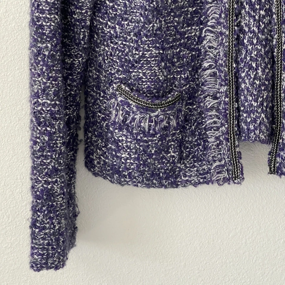 Blazer Chico's Púrpura Para Mujer 1 Plus Lana Alpaca Tweed Chaqueta Gancho Bolsillos para Ojos Foto 4 de 4