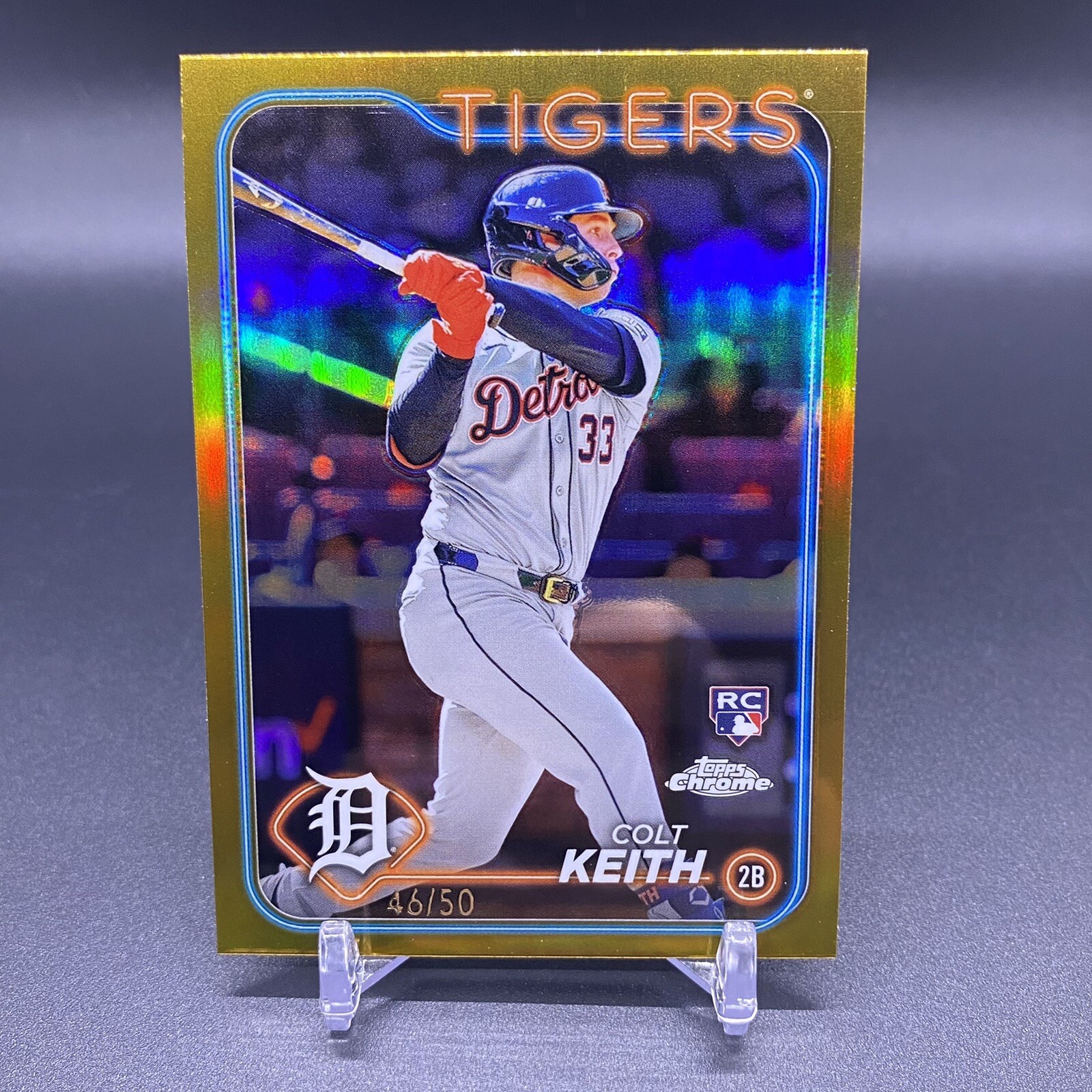 #/50! 🚨2024 Topps Chrome Colt Keith RC Detroit Tigers True Gold Rookie #2