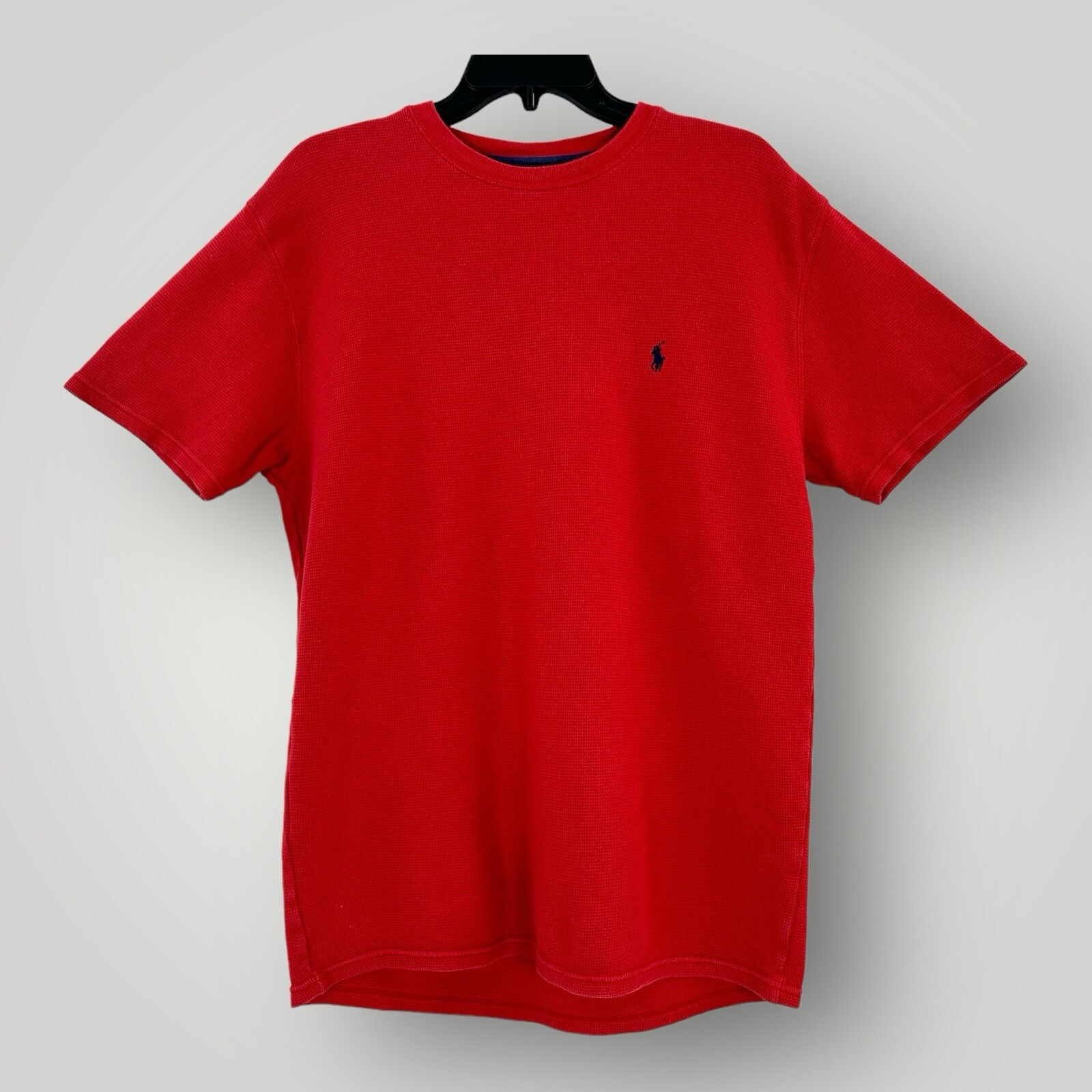 Polo Ralph Lauren T Shirt Uomo L Rossa con Blu Pony Maglia Cotone Termico Corto Slve