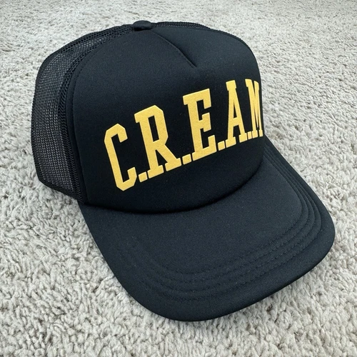 Wu-Tang Hat C.R.E.A.M Black Foam Snapback Pop Culture Mesh Back Trucker Cap NWT