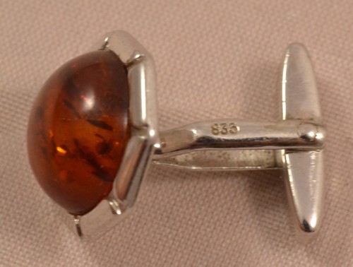 TOP Designer Manschettenknöpfe Bernstein 835 Silber Modernist cufflinks 70s - Bild 4 von 4