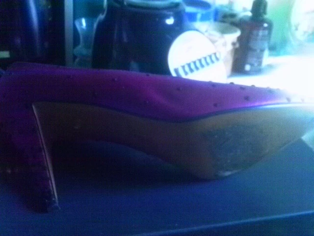 ANNE KLEIN FUSHIA ROSA SATINADO CON PIEDRAS CHORRO NEGRO PRECIOSA BOMBA ITALIA 10 M Foto 4 de 4