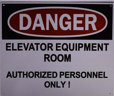 Danger Elevator Equipment Room Sign (Aluminium Reflective, White 10x12)