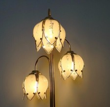 1/2 Mid Century Hollywood Regency Glass & BRASS TULIP Flower Floor Lamp