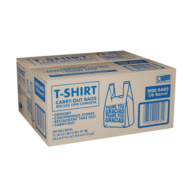 Ironclad TSSM10006W T-Shirt Carryout Bags - 1000 Count