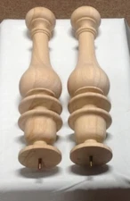 2 FN16 16-inch Tall Wood Bedpost Finials Made From Maple 3-1/4" Base 5/16" Screw