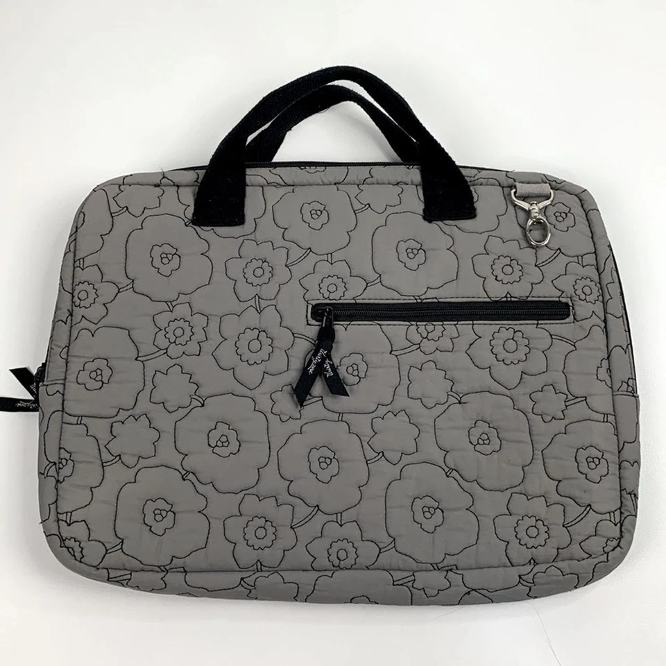 Thirty One Laptop Tablet Bolsa Estuche Bolso de Viaje Acolchado Gris Negro Bolsillos con Cremallera Foto 2 de 4