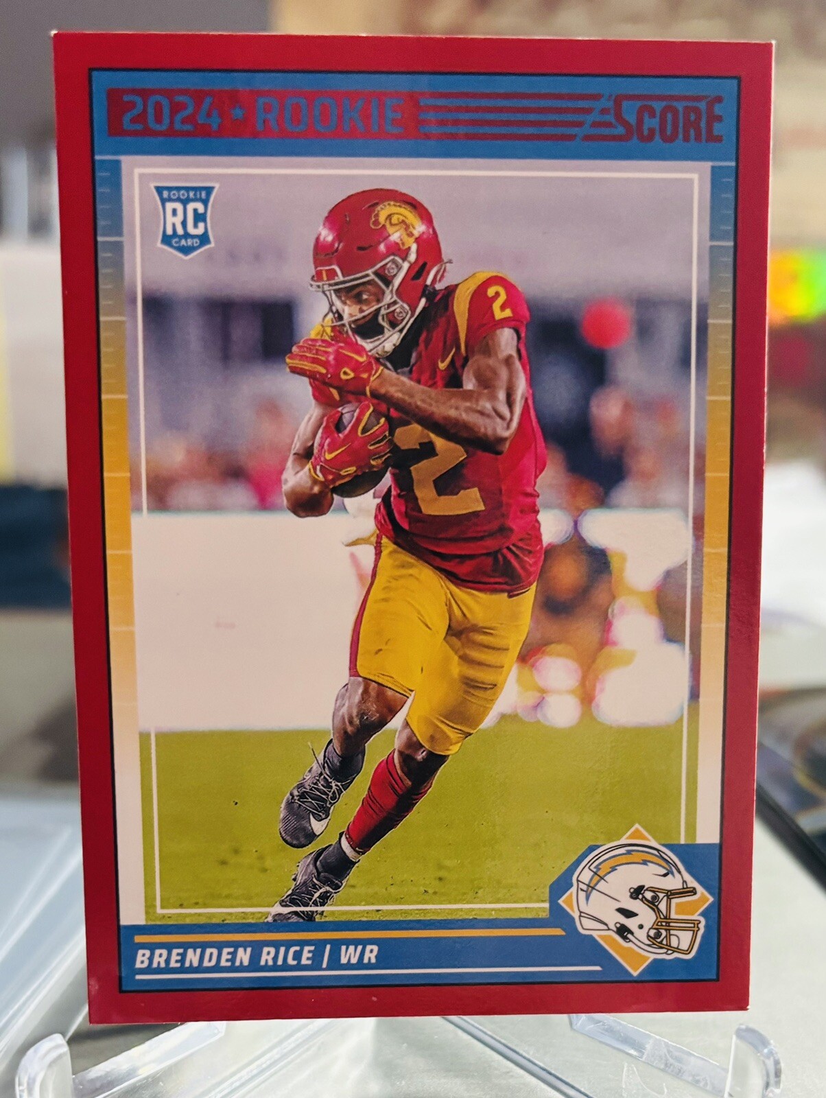 BRENDEN RICE 2024 Score 🏈 RED PARALLEL Rookie #364 LOS ANGELES CHARGERS 