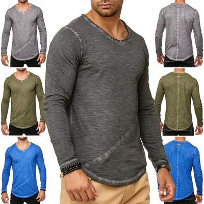 Herren T-Shirt Oversize Longsleeve Pullover Sweatshirt Langarm-Shirt NEU