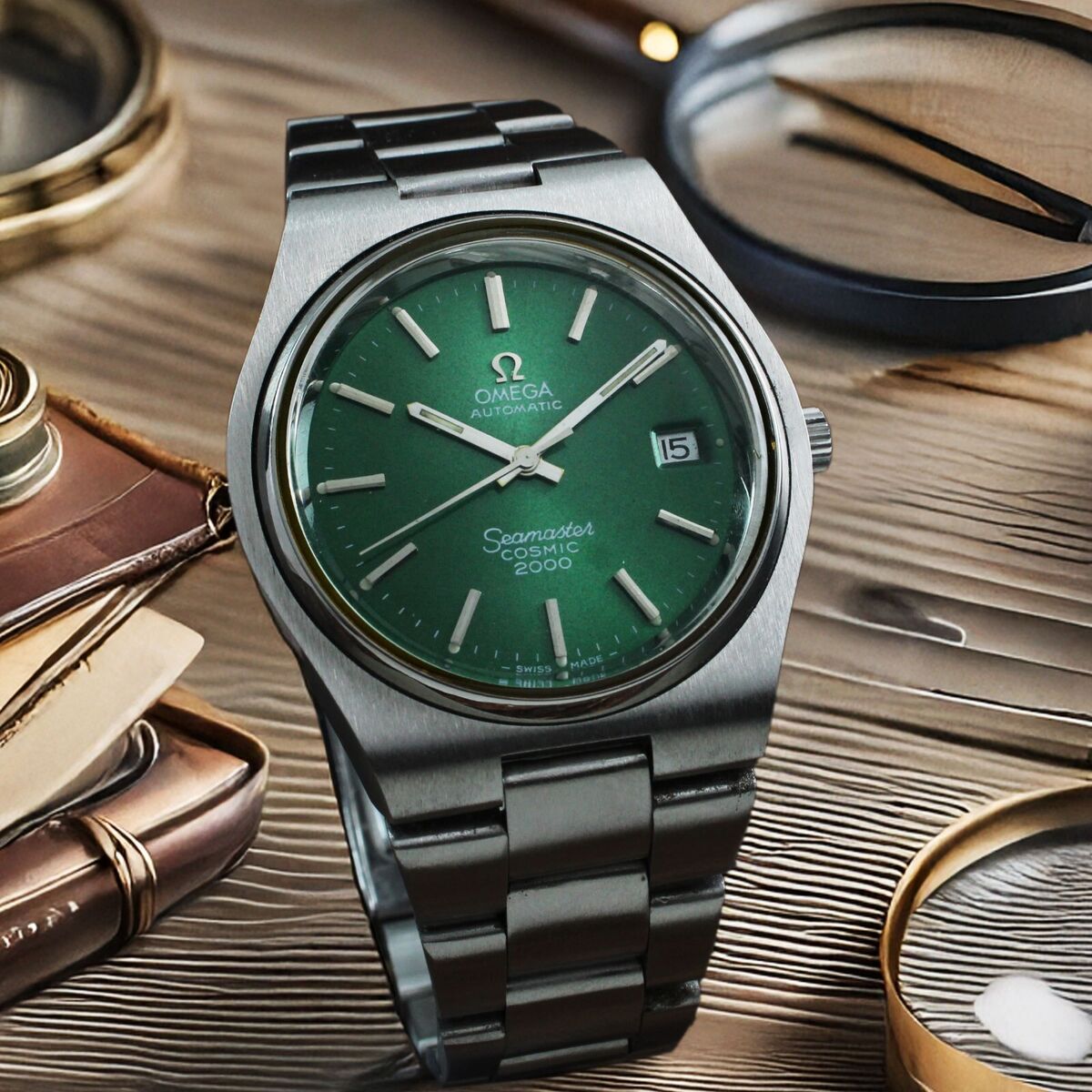 Vintage Omega Seamaster Cosmic 2000 Jumbo Sunburst Green Vintage Omega Seamaster Cosmic 2000 Jumbo Sunburst Green