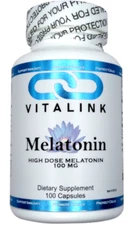VitaLink High Dose Melatonin 100 mg 100 Capsules (Potent Immune Support)