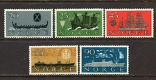 NORWAY 1960, SHIPPING INDUSTRY, SHIPS, BOATS, Scott 382-386, MNH