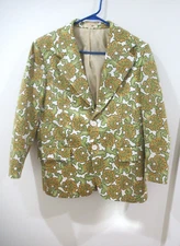 CAPTAIN COOK by Sandwich Isles Rare Vintage Gold Green Floral Blazer Jacket S 36