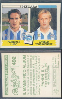 Sammelbild Fußballer Panini 1994/95-Pescara, Luiso/Terracenera-N.492-Neu