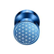 Edelstahl Fake Plug Ohrstecker Blume des Lebens 10mm Schwarz Rose Gold Silber