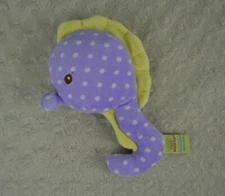 Baby Hugfun Seahorse Plush Stuffed Toy Rattle Purple White Polka Dots Yellow