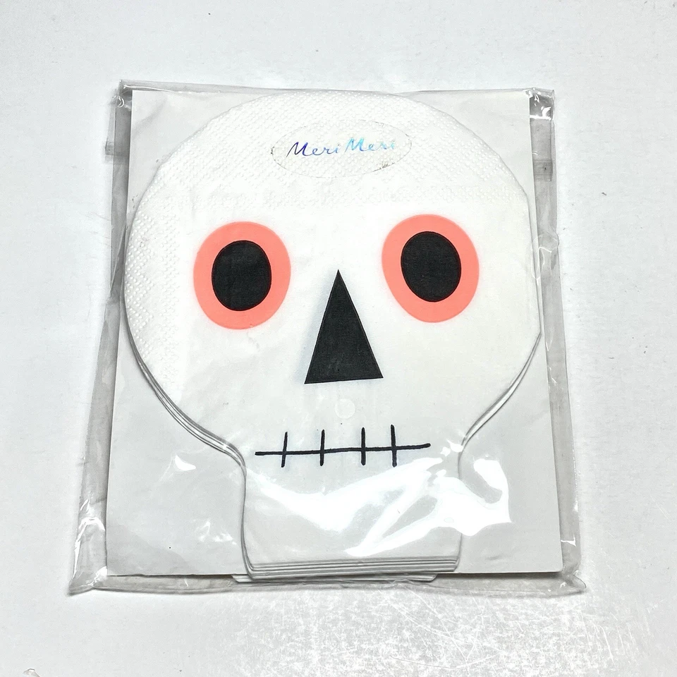 Meri Meri Paper Napkins 5"x6" Cute Halloween Skull Pack Of 20 Lot Of 3 Packs - Image 2 of 4