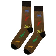 NWT Fun Monkey Dress Socks Novelty Men 8-12 Brown Crazy Fun Sockfly