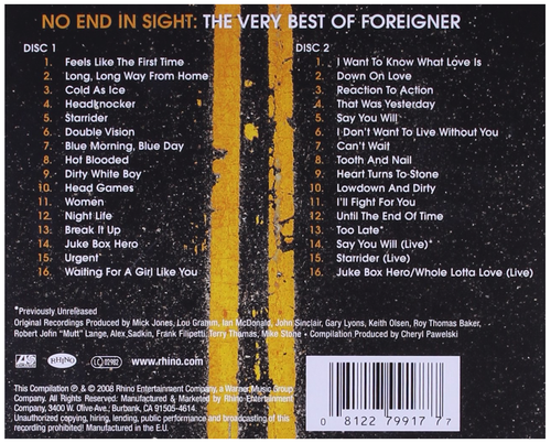 No End in Sight: The Very Best of Foreigner (2-CD) • NEW • Greatest Hits - Imagen 2 de 2