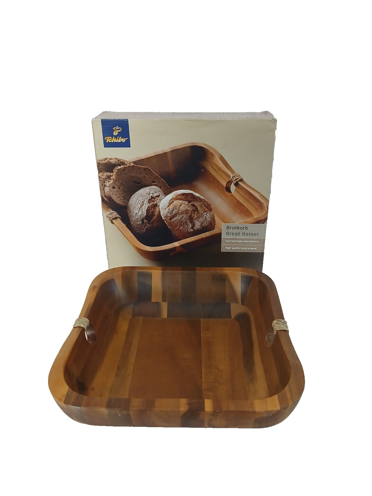 TCM Holz Brotkorb aus Akazienholz 10 x 2,5 cm Viereckig Retoure Ware