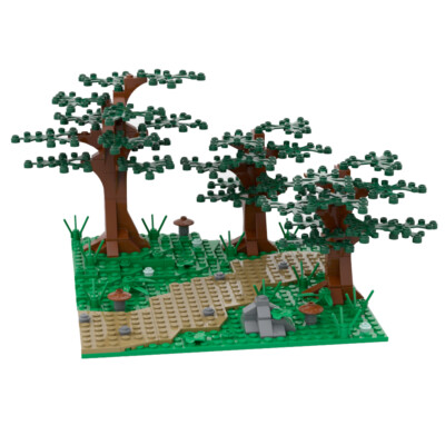 MOC: A Beautiful Forest Path Building Toys Set for Display 211 Pieces DIY