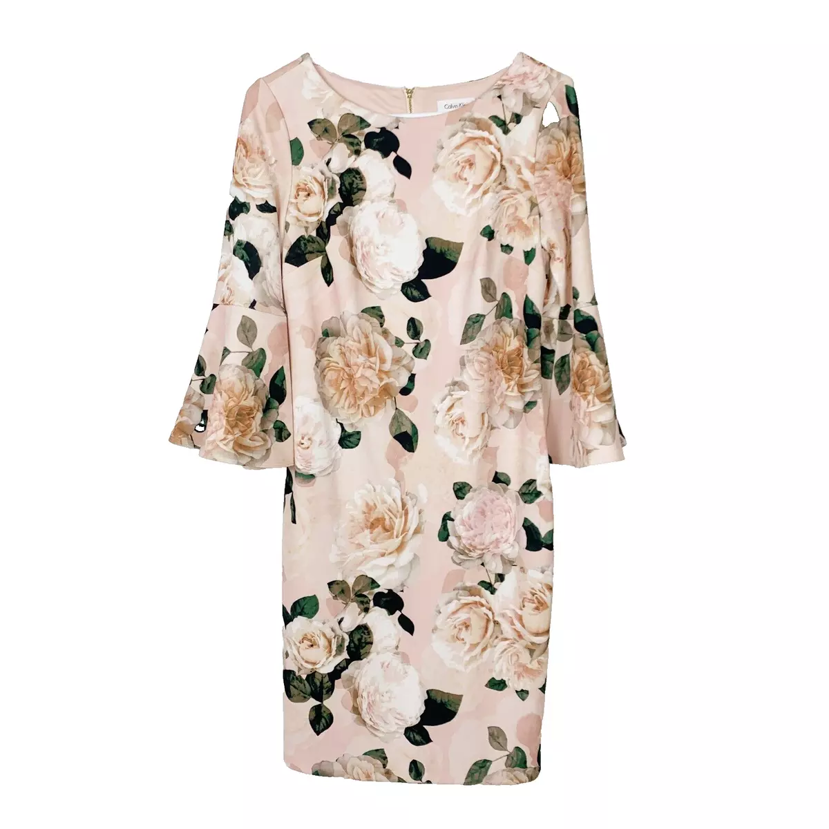 Calvin klein floral top bell sleeve sheath dress