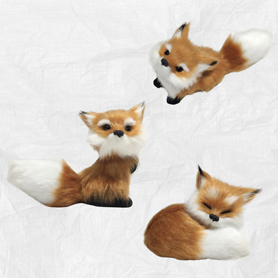 3 Stück Realistische Fuchs Figur Mini Plüschtier Tier Wald Deko Sammlerstück