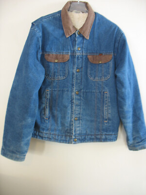 VTG Key Imperial Sherpa Lined Jean Jacket Men Size 44 Denim Chore Made in USA