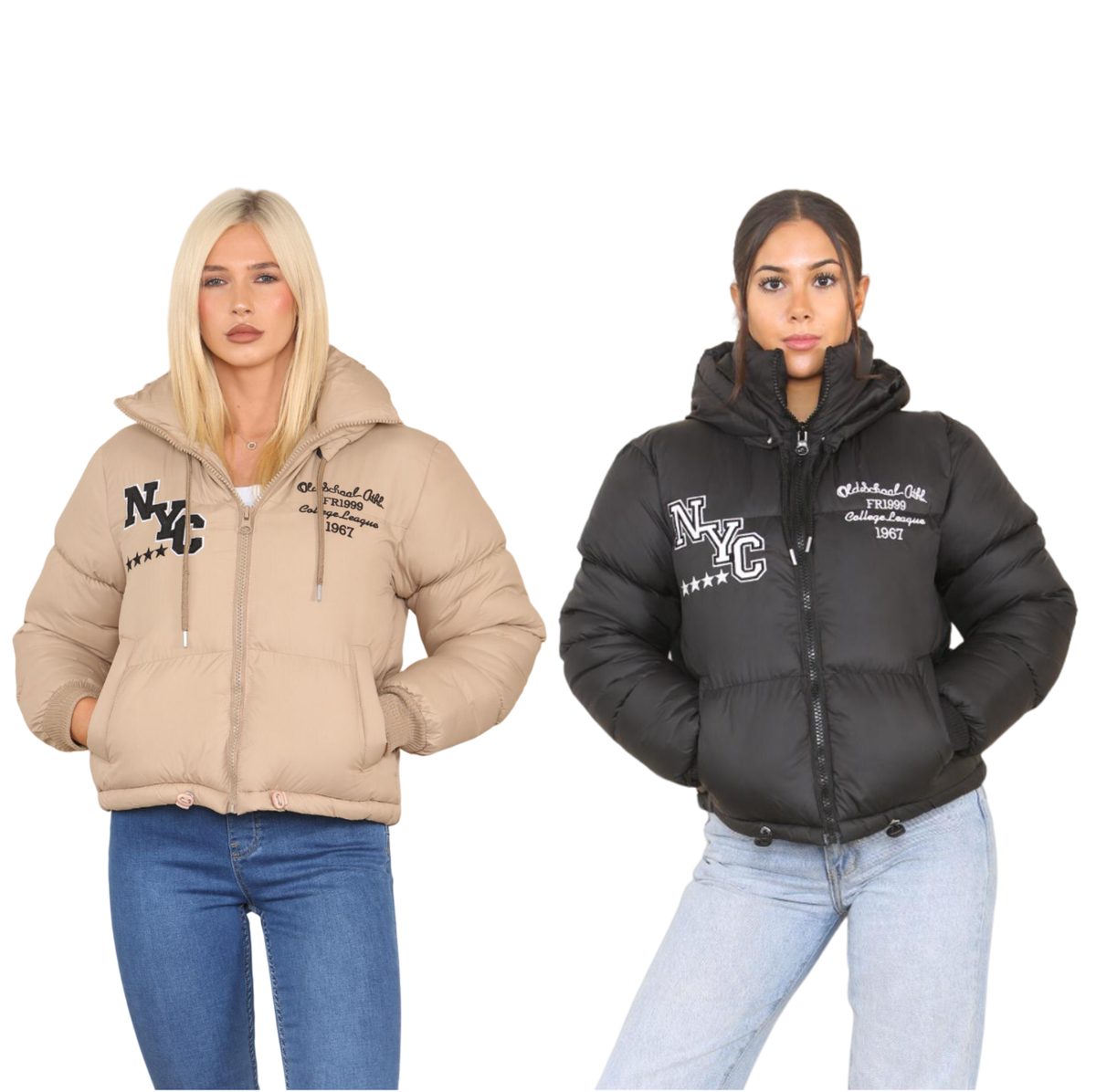 Giacca Puffer Corto Donna Imbottita Con Zip E Cappuccio Staccabile - Main Image