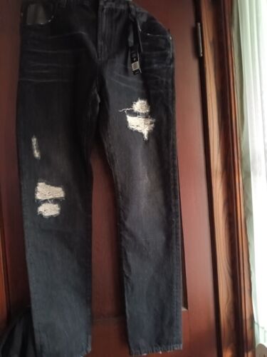 NWT DANIEL WON Made in Italy 38x32 Dark Grey Jeans Distressed
