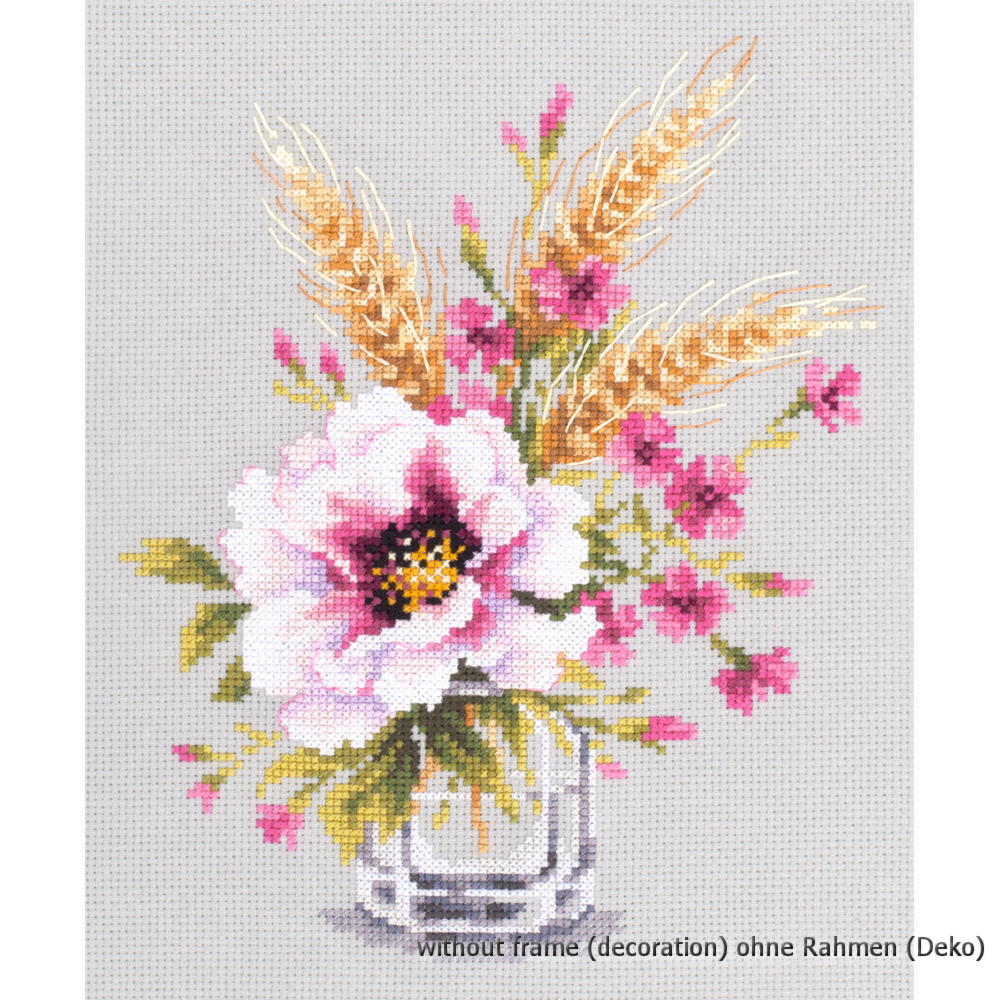 Magic Needle Zweigart Edition counted cross stitch kit ""Poppy and Maiden Pinks"",