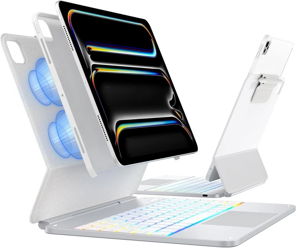 SILVER WHITE Typecase EDGE+ Magnetic Magic Keyboard Case iPad Pro 13" M5 2025