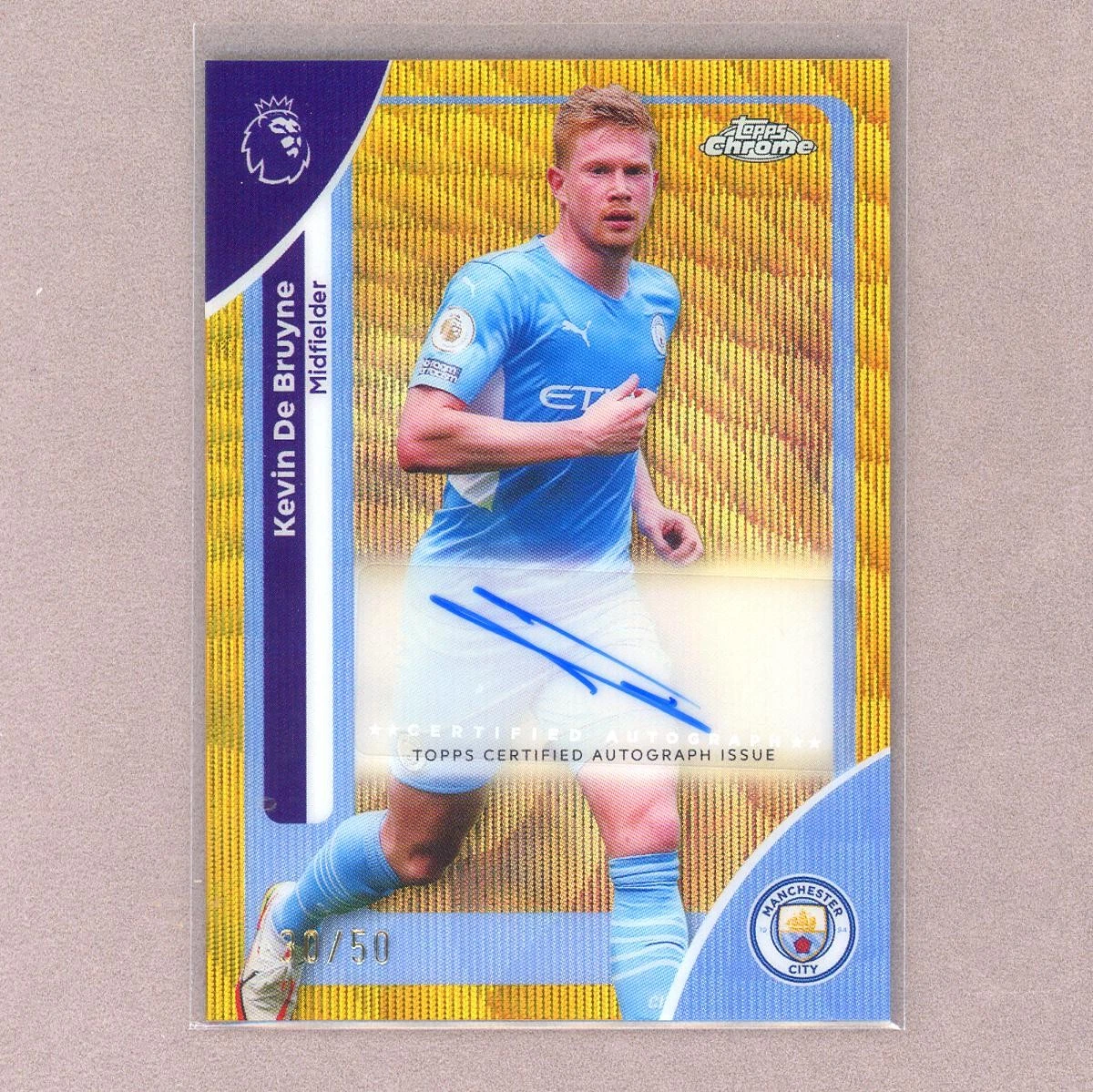 2025-26 Topps Chrome EPL Purple Refractor Autograph Kevin De 