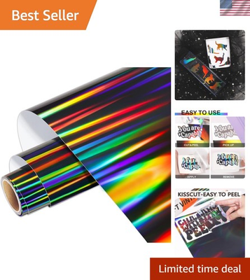 #ad Holographic Vinyl Roll Black Holographic Glossy Vinyl 12quot; x 5ft Chrome No... $30.76