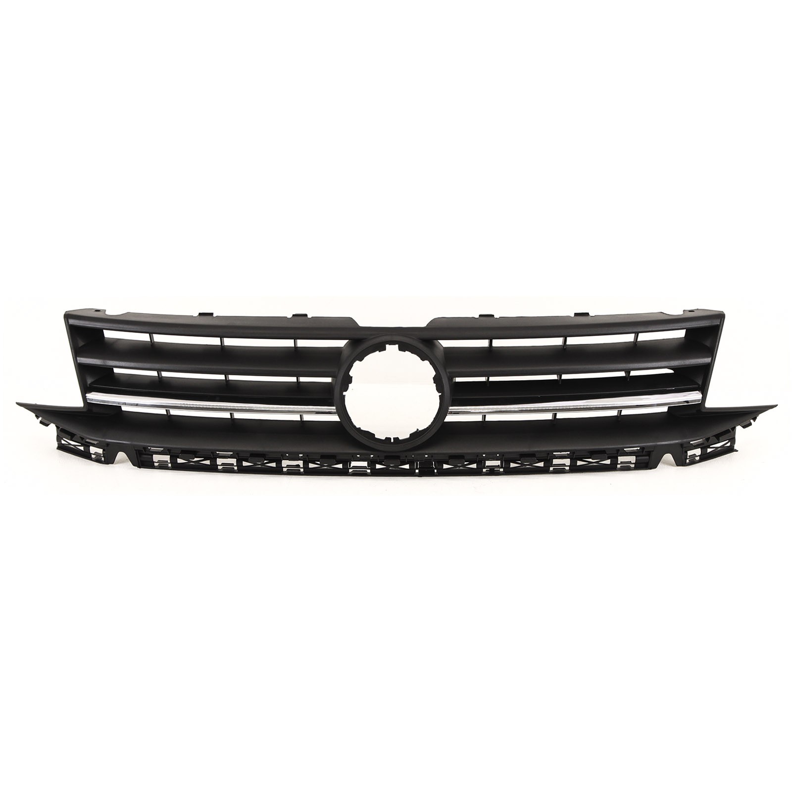 For VW Caddy 15-20 Front Bumper Main Grille Mat Black Textured W/Chrome Moulding - Image 2