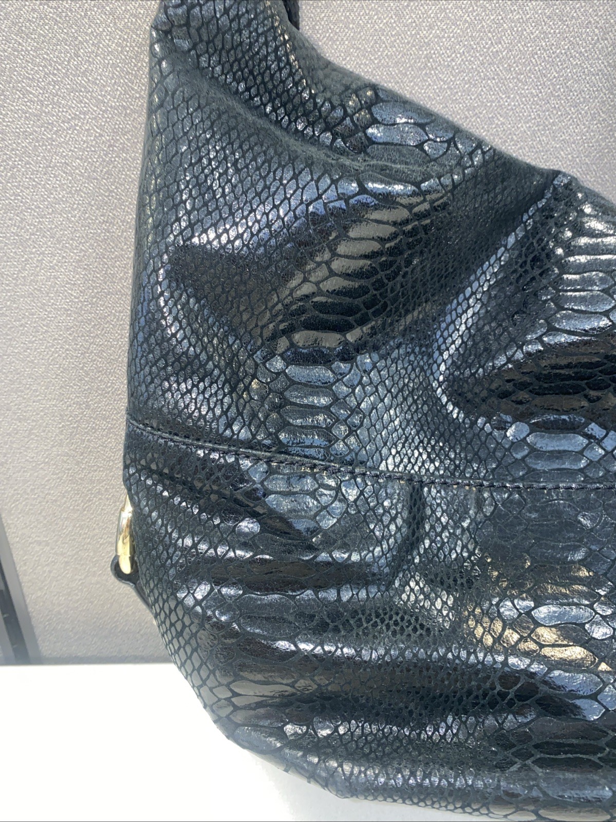 Michael Kors Black Python Embossed Leather Hobo S… - image 7