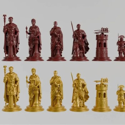 Roman 3 Chess Set Pieces Only no Board 5 Inch Kings