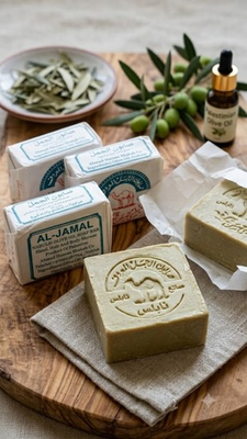 #ad Authentic alJamal Nabulsi Oliv Oil Soap Bar Natural Handmade Palestine 3 pockets $33.00