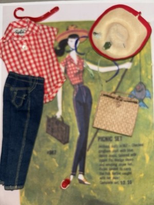 Vintage Barbie #967 Picnic Set Outfit 1959-61  MARKED  TM  TAG INCOMPLETE Nice