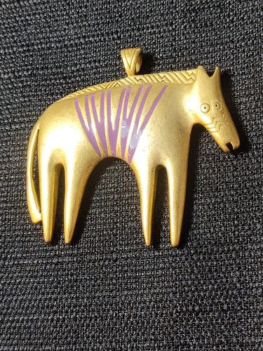 Laurel Burch Necklace Zebra/Horse - Gold Colored - Picture 6 of 11
