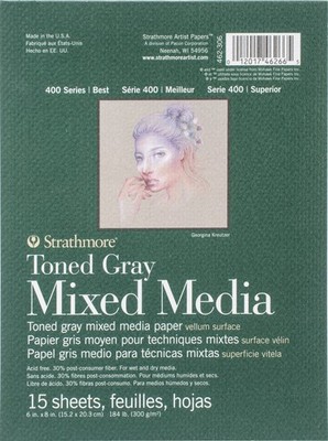 Strathmore getöntes Mixed Media Papier - grau getönt 6''X8'' -15 Blatt - 62462306