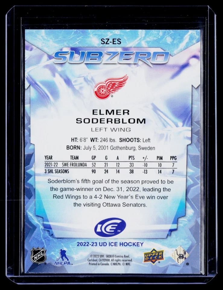 2022-23 Upper Deck Ice Sub Zero Rookies #SZ-ES Elmer Soderblom RC 148/999 - Image 2 of 3