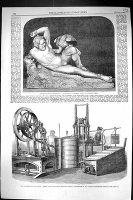 Alte 1862 Ausstellung Marmor Statue Prometheus Croft Siebes Eisherstellung viktorianisch
