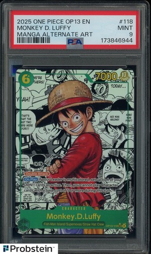 2025 One Piece OP13 EN Manga #118 Monkey D. Luffy PSA 9 MINT