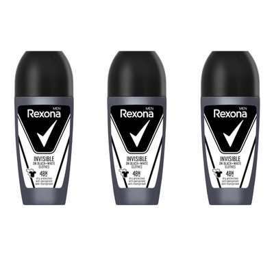 Rexona MEN INVISIBLE: Black & White antiperspirant 3 x 50ml-FREE US SHIP