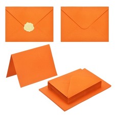 50Pack Orange 5x7 Envelopes, A7 Envelopes with Cards Stickers